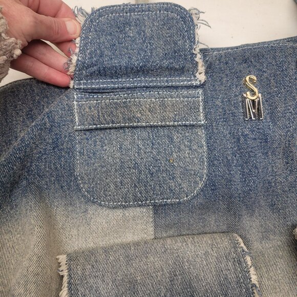 Steve Madden Banisia/Anisia Denim Multi-Pocket Tote Bag Blue Jean Large - Picture 10 of 15